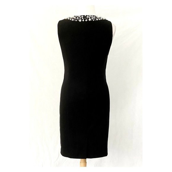 Calvin Klein Sleeveless Pearl Embellished Neckline Black Sheath Dress Size 14W - Picture 6 of 9